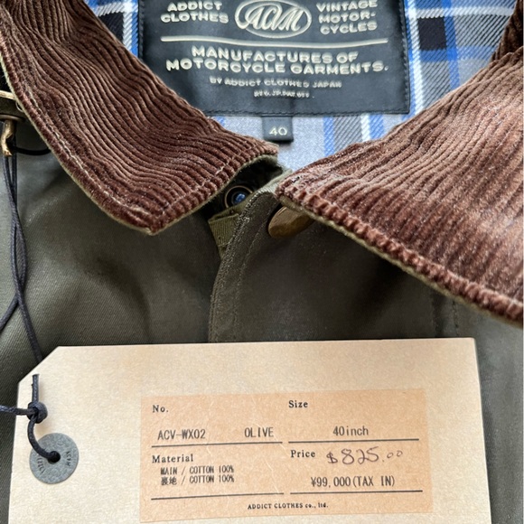 Addict Clothes - Waxed BMC Jacket - Olive , Barbour, Belstaff, Vason, size 40 - Picture 4 of 6